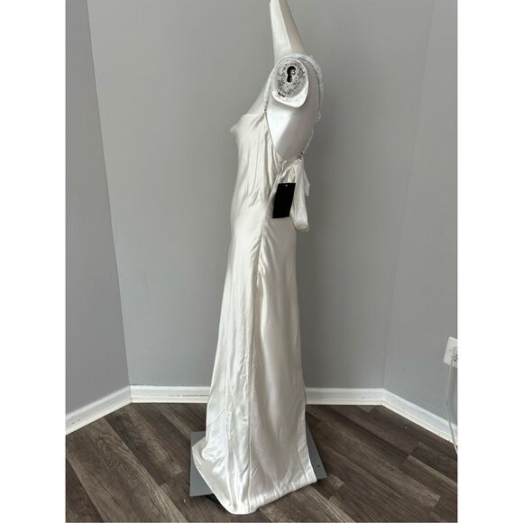 NWT Retrofete Cowl Neck Open Back Pearl Strap Electra Maxi Dress White Medium $5 - Picture 7 of 13